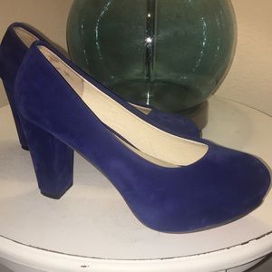 Cobalt blue velvet heels